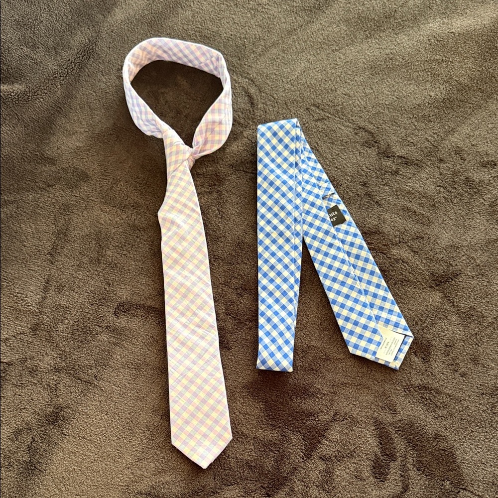 J. Crew Kids Plaid Tie Duo in Pink and Blue